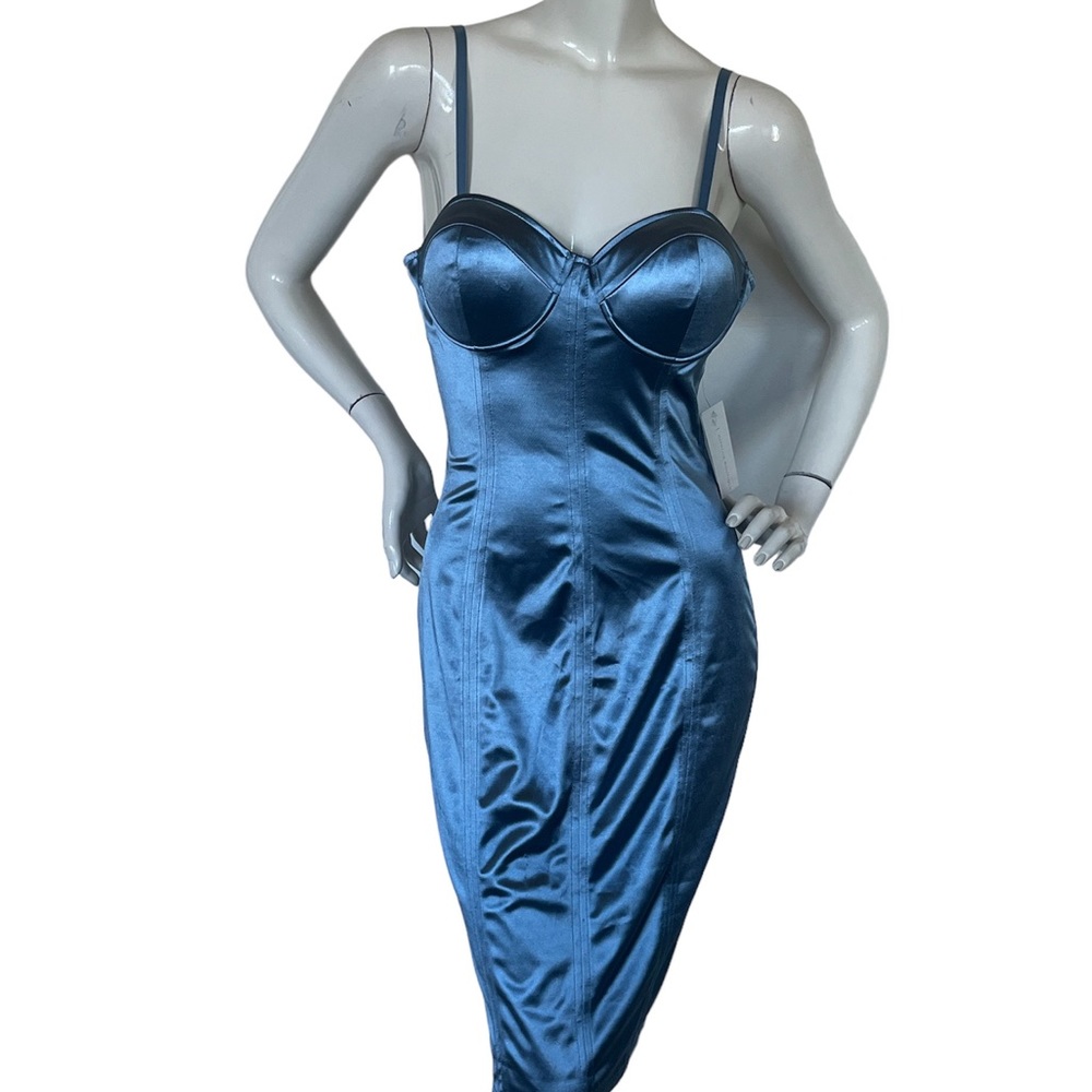 City Lux Satin Blue Bodycon Dress